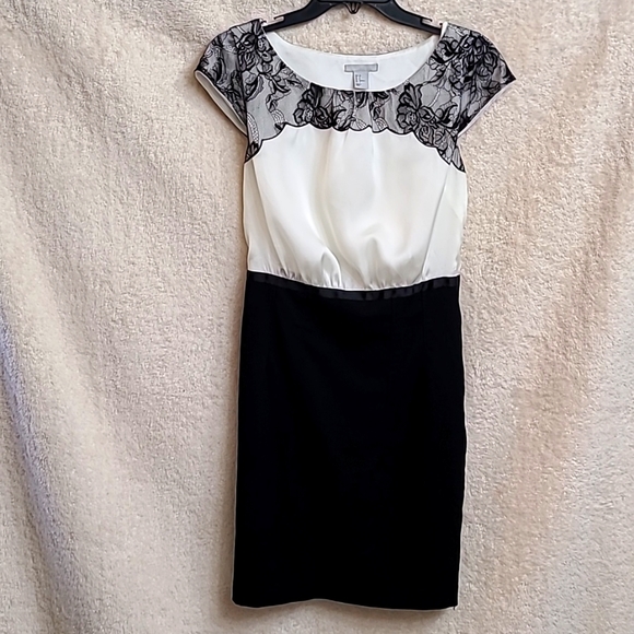 H&M Dresses & Skirts - H&M, size 6, cream and black pencil skirt dress